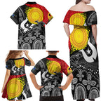 Aboriginal-Torres Strait Islanders Family Matching Off Shoulder Maxi Dress and Hawaiian Shirt Together Culture Inspired Story