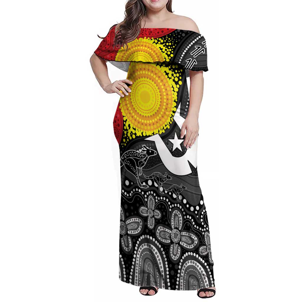 Aboriginal-Torres Strait Islanders Family Matching Off Shoulder Maxi Dress and Hawaiian Shirt Together Culture Inspired Story