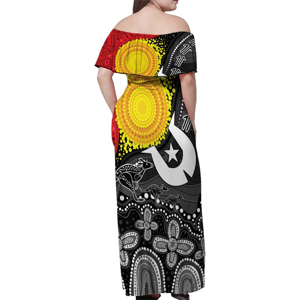 Aboriginal-Torres Strait Islanders Family Matching Off Shoulder Maxi Dress and Hawaiian Shirt Together Culture Inspired Story