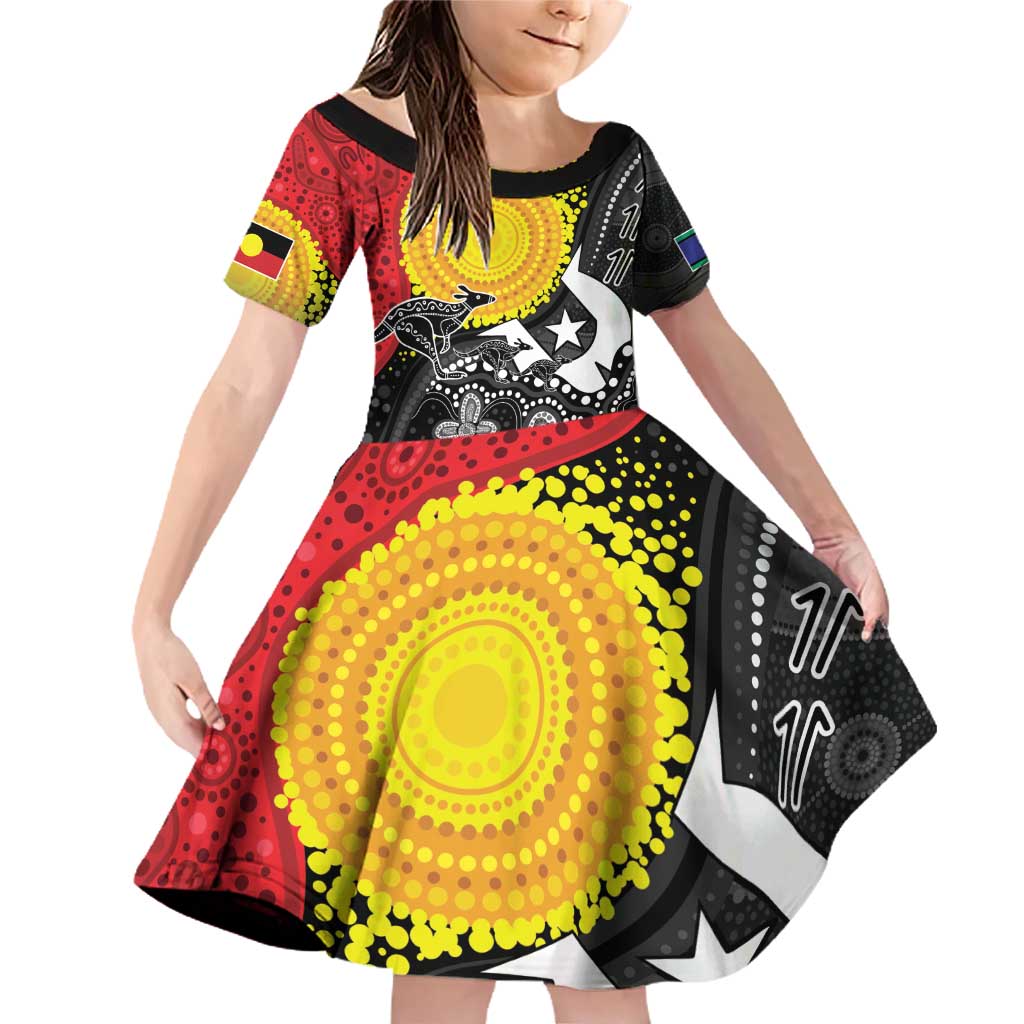 Aboriginal-Torres Strait Islanders Family Matching Off Shoulder Short Dress and Hawaiian Shirt Together Culture Inspired Story
