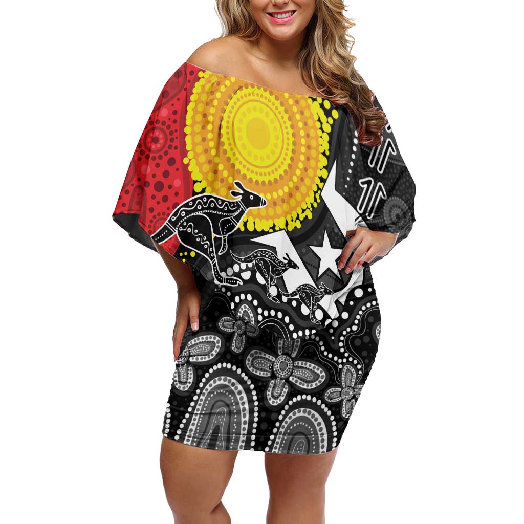 Aboriginal-Torres Strait Islanders Family Matching Off Shoulder Short Dress and Hawaiian Shirt Together Culture Inspired Story