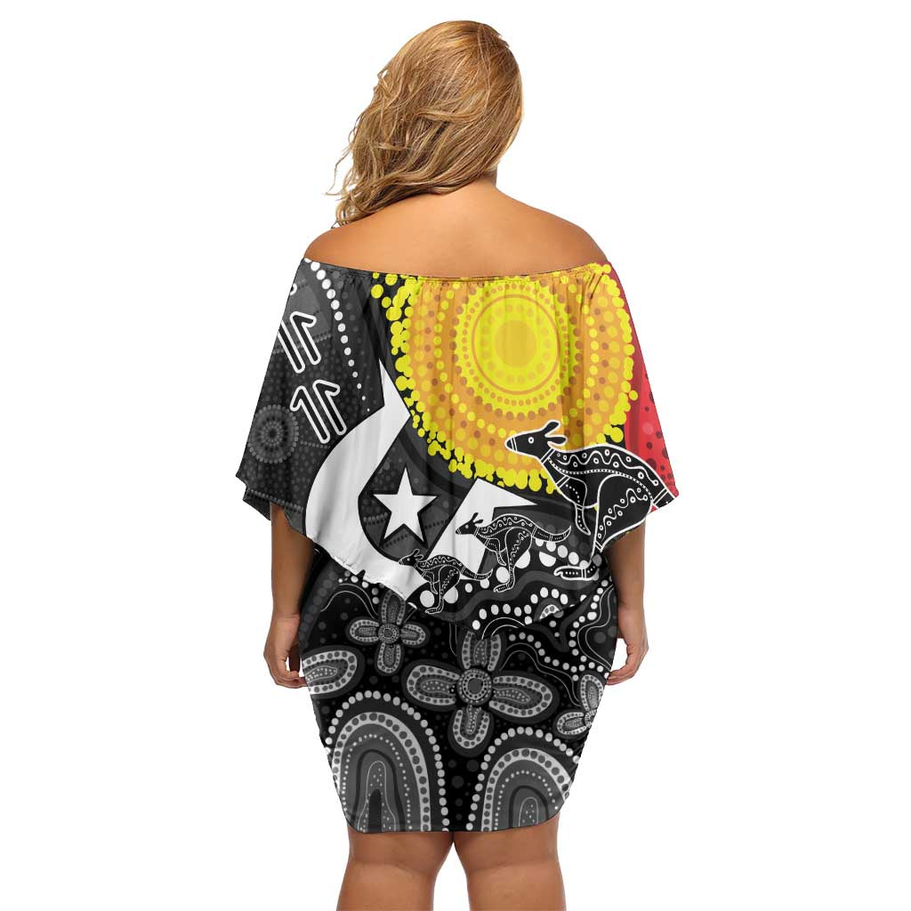 Aboriginal-Torres Strait Islanders Family Matching Off Shoulder Short Dress and Hawaiian Shirt Together Culture Inspired Story