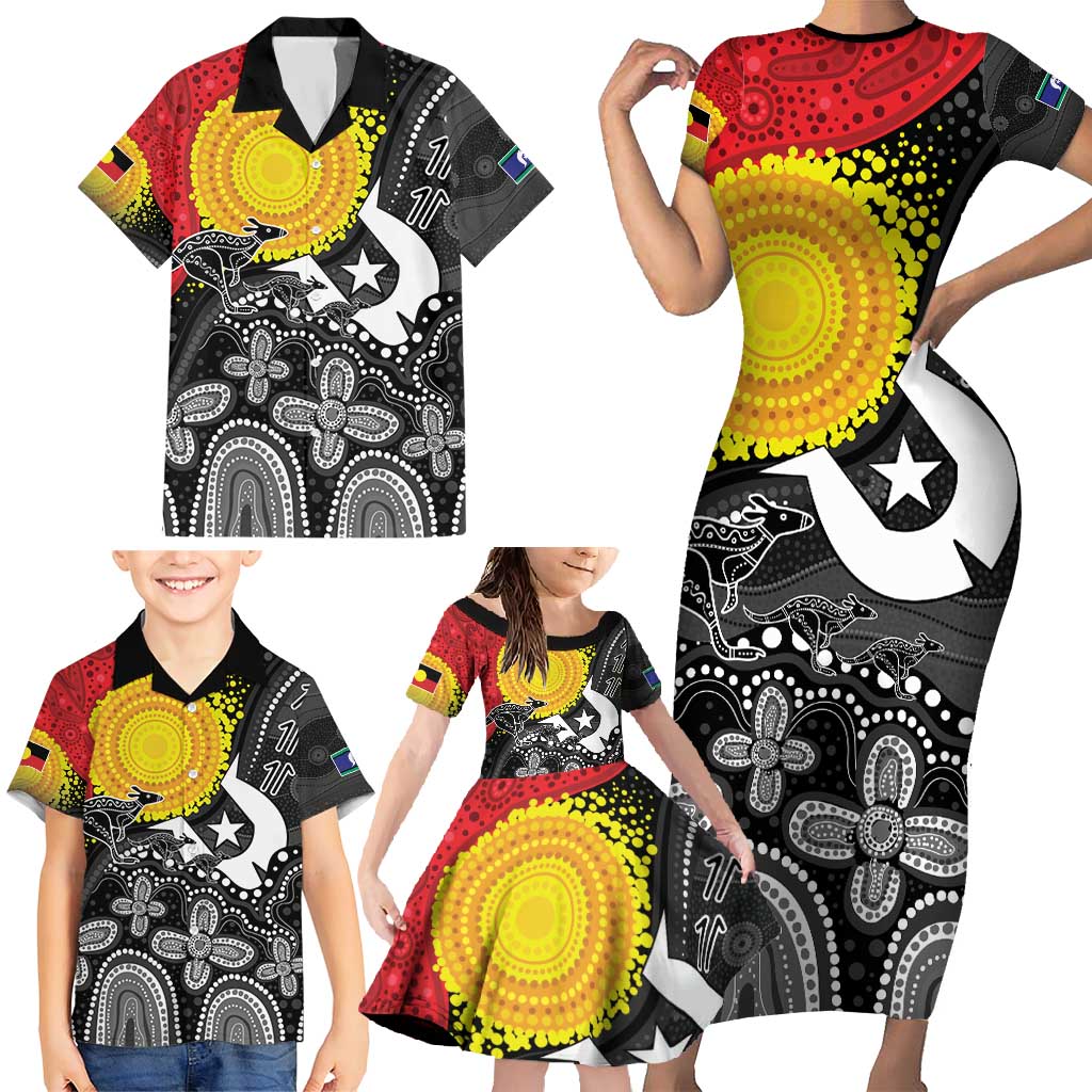 Aboriginal-Torres Strait Islanders Family Matching Short Sleeve Bodycon Dress and Hawaiian Shirt Together Culture Inspired Story