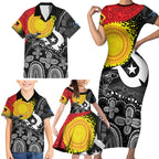 Aboriginal-Torres Strait Islanders Family Matching Short Sleeve Bodycon Dress and Hawaiian Shirt Together Culture Inspired Story