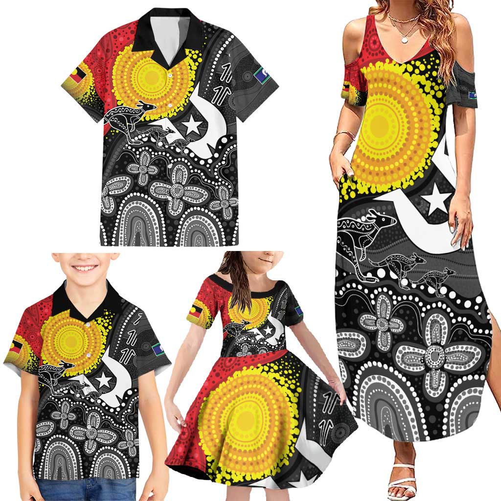 Aboriginal-Torres Strait Islanders Family Matching Summer Maxi Dress and Hawaiian Shirt Together Culture Inspired Story