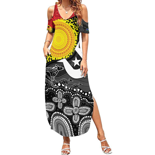 Aboriginal-Torres Strait Islanders Family Matching Summer Maxi Dress and Hawaiian Shirt Together Culture Inspired Story
