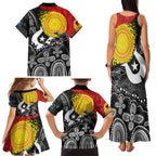 Aboriginal-Torres Strait Islanders Family Matching Tank Maxi Dress and Hawaiian Shirt Together Culture Inspired Story