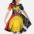 Aboriginal-Torres Strait Islanders Kid Short Sleeve Dress Together Culture Inspired Story