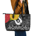 Aboriginal-Torres Strait Islanders Leather Tote Bag Together Culture Inspired Story