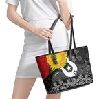 Aboriginal-Torres Strait Islanders Leather Tote Bag Together Culture Inspired Story