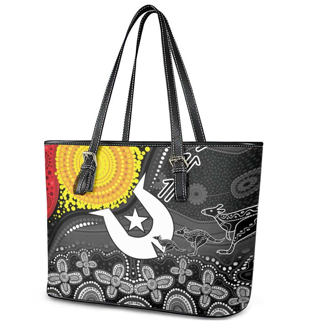 Aboriginal-Torres Strait Islanders Leather Tote Bag Together Culture Inspired Story