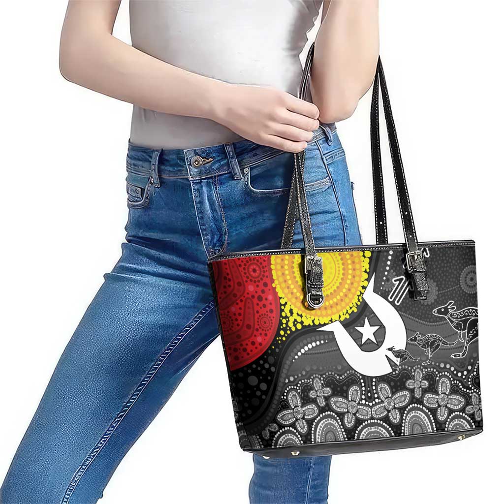 Aboriginal-Torres Strait Islanders Leather Tote Bag Together Culture Inspired Story