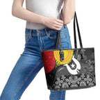 Aboriginal-Torres Strait Islanders Leather Tote Bag Together Culture Inspired Story