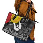Aboriginal-Torres Strait Islanders Leather Tote Bag Together Culture Inspired Story