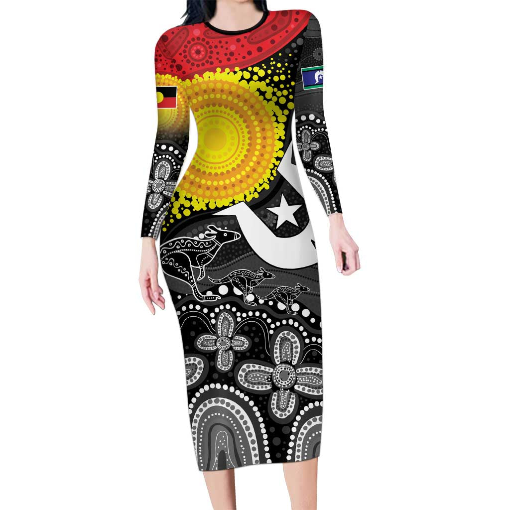 Aboriginal-Torres Strait Islanders Long Sleeve Bodycon Dress Together Culture Inspired Story