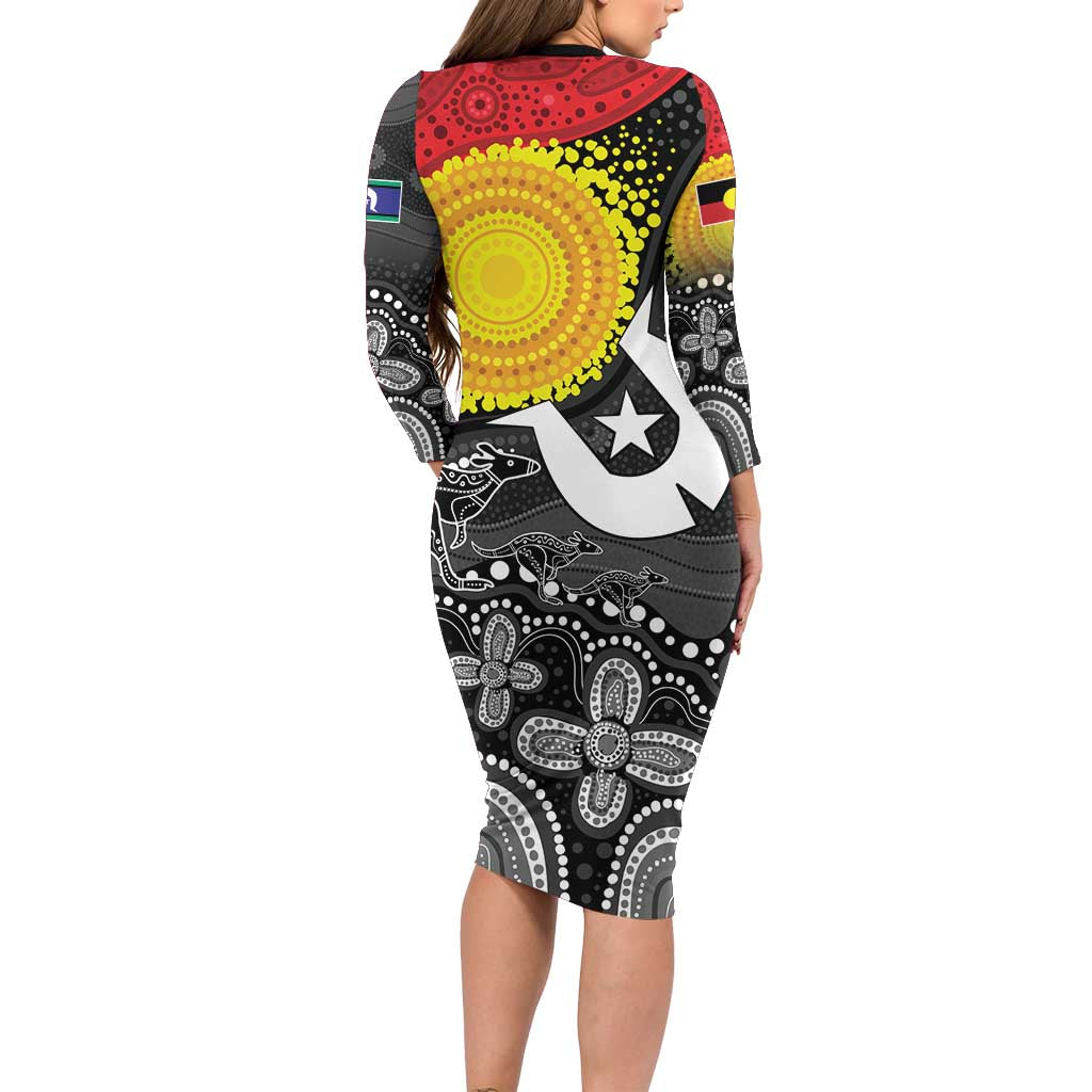 Aboriginal-Torres Strait Islanders Long Sleeve Bodycon Dress Together Culture Inspired Story