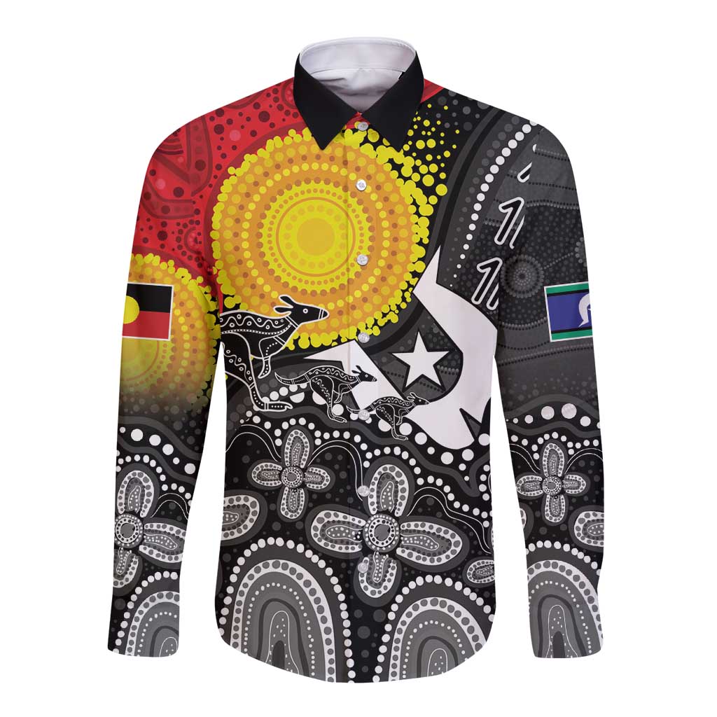 Aboriginal-Torres Strait Islanders Long Sleeve Button Shirt Together Culture Inspired Story