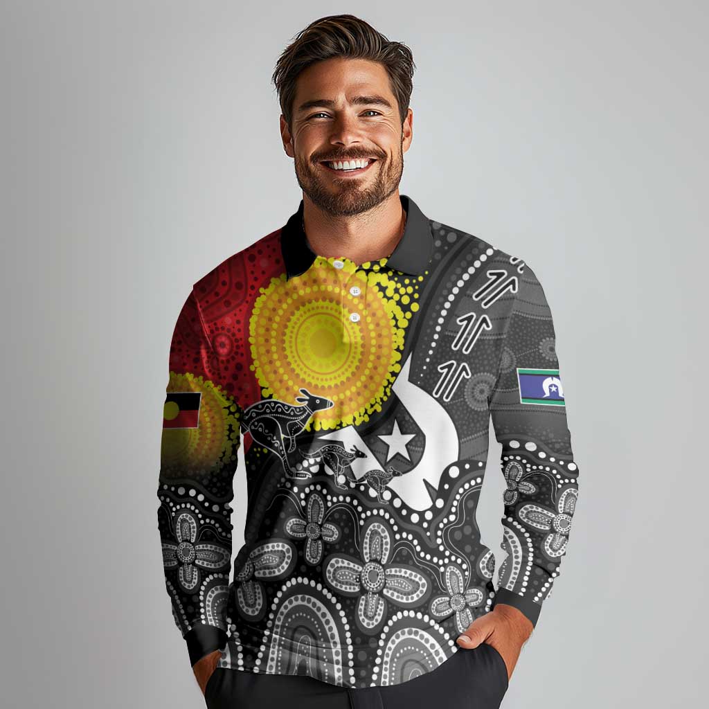 Aboriginal-Torres Strait Islanders Long Sleeve Polo Shirt Together Culture Inspired Story