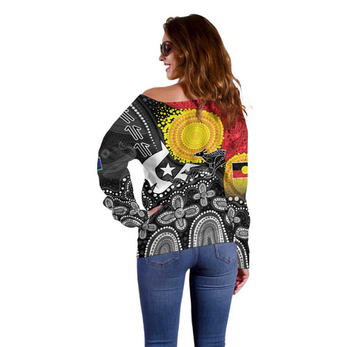 Aboriginal-Torres Strait Islanders Off Shoulder Sweater Together Culture Inspired Story