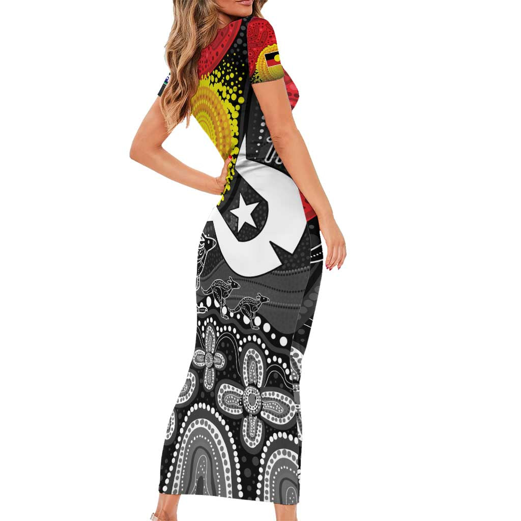 Aboriginal-Torres Strait Islanders Short Sleeve Bodycon Dress Together Culture Inspired Story