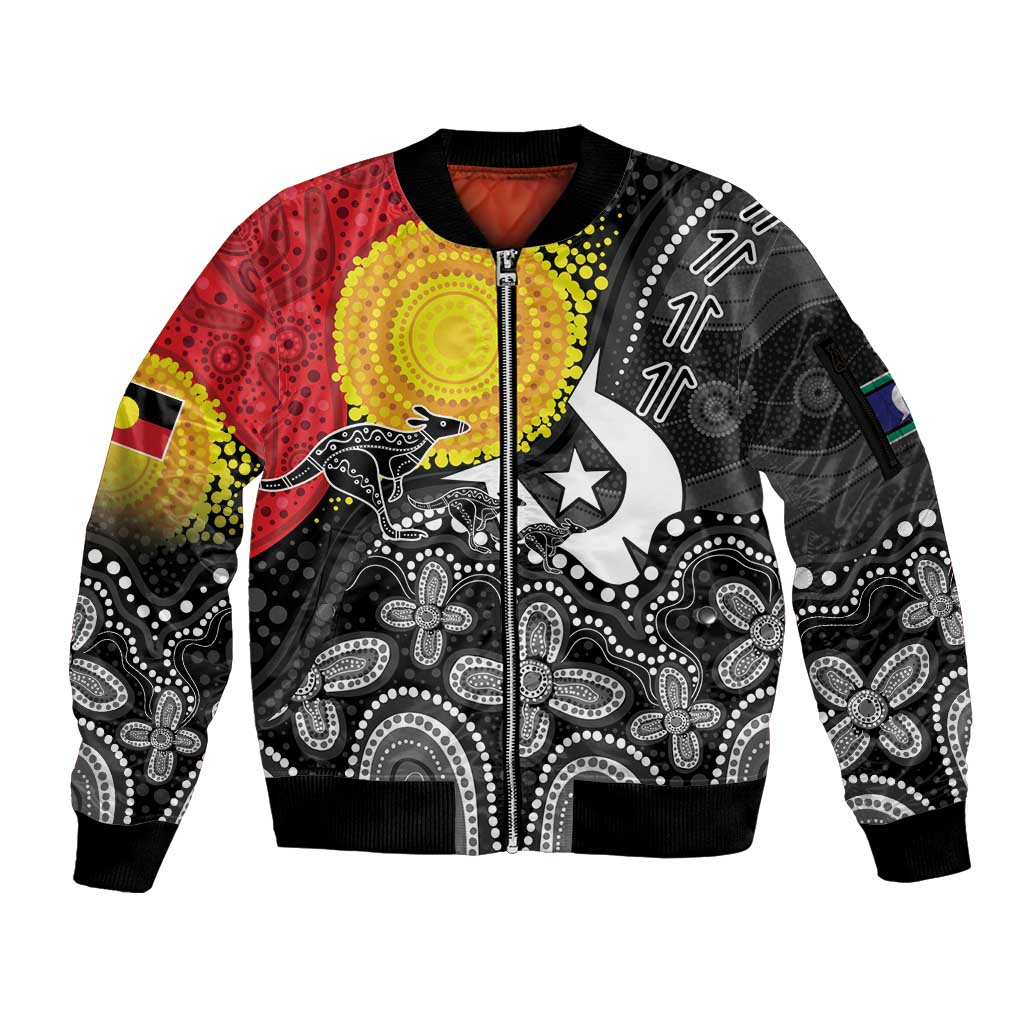Aboriginal-Torres Strait Islanders Sleeve Zip Bomber Jacket Together Culture Inspired Story