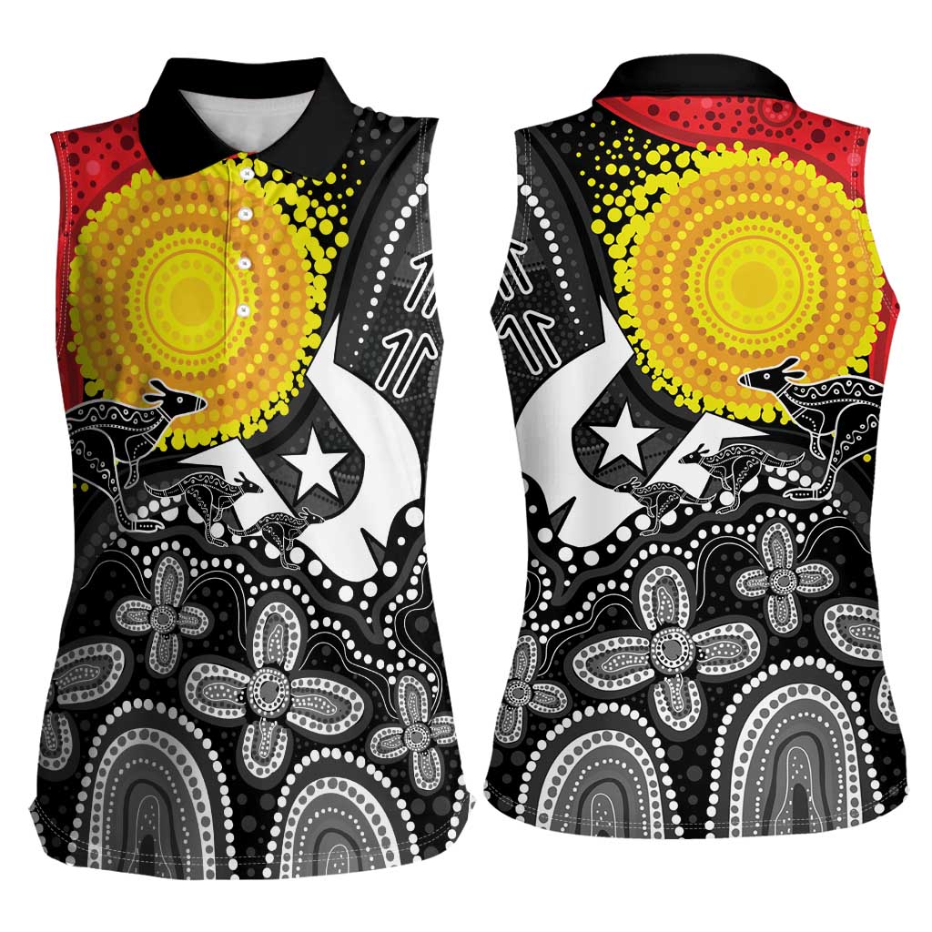 Aboriginal-Torres Strait Islanders Women Sleeveless Polo Shirt Together Culture Inspired Story