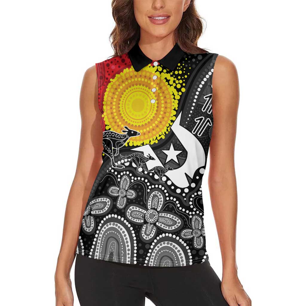 Aboriginal-Torres Strait Islanders Women Sleeveless Polo Shirt Together Culture Inspired Story