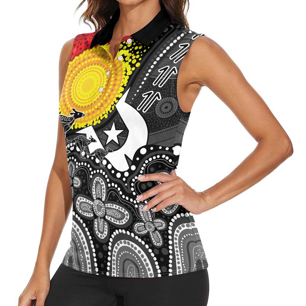 Aboriginal-Torres Strait Islanders Women Sleeveless Polo Shirt Together Culture Inspired Story