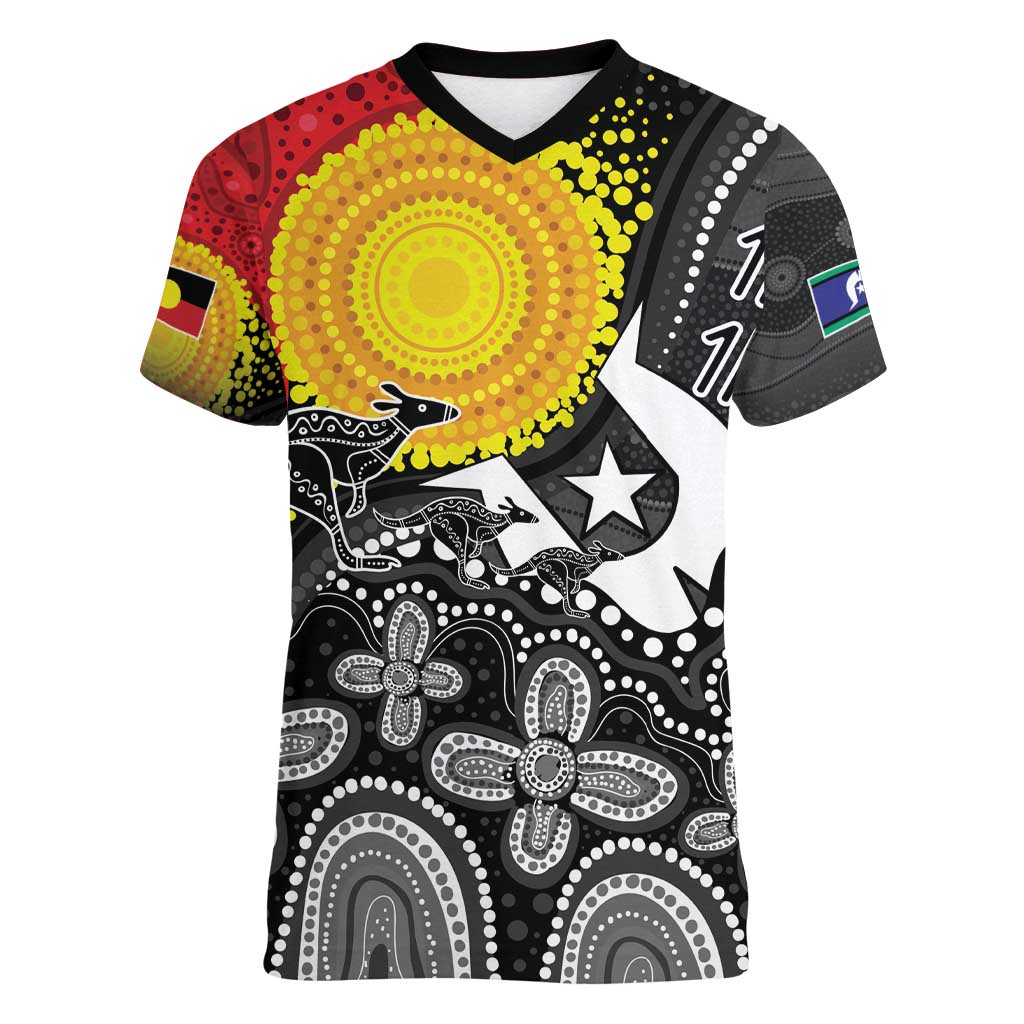 Aboriginal-Torres Strait Islanders Women V-Neck T-Shirt Together Culture Inspired Story