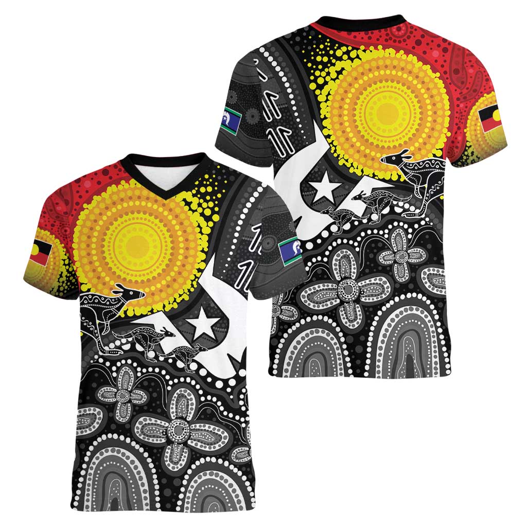Aboriginal-Torres Strait Islanders Women V-Neck T-Shirt Together Culture Inspired Story