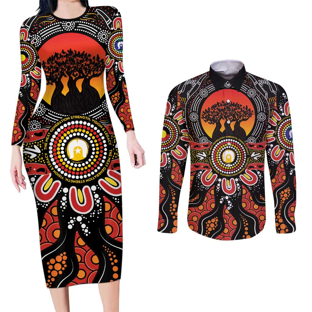 NAIDOC 2025 Boab Tree Couples Matching Long Sleeve Bodycon Dress and Long Sleeve Button Shirt Celebrate Aboriginal Culture The Next Generation