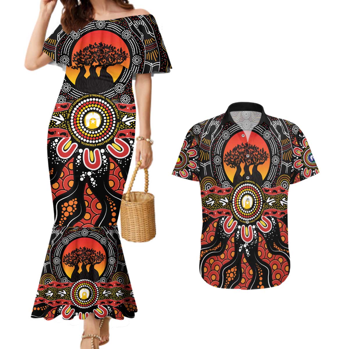 NAIDOC 2025 Boab Tree Couples Matching Mermaid Dress and Hawaiian Shirt Celebrate Aboriginal Culture The Next Generation