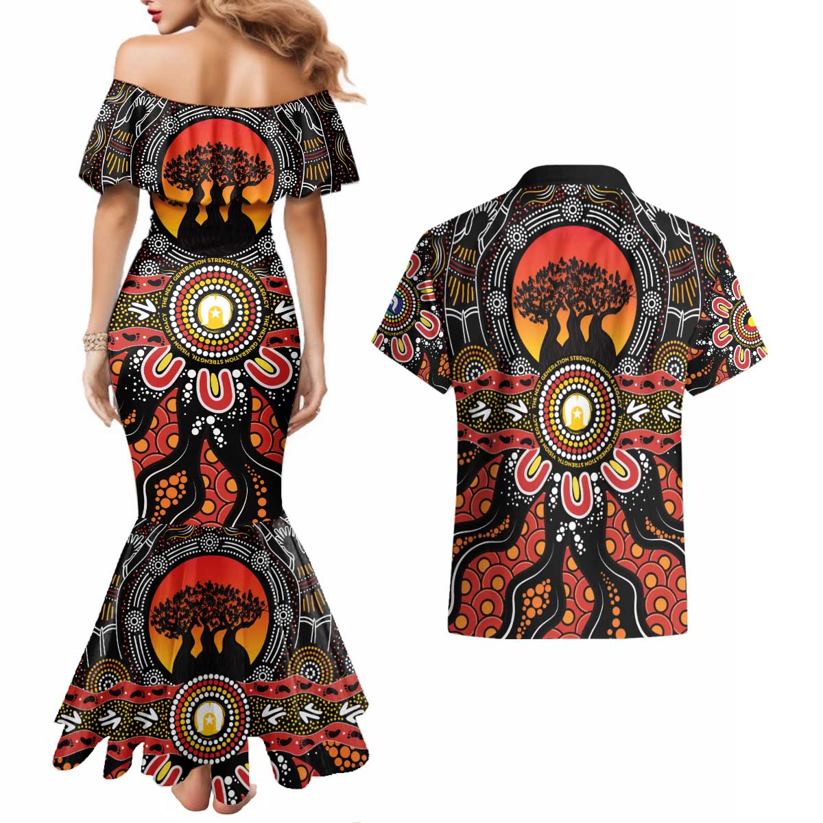 NAIDOC 2025 Boab Tree Couples Matching Mermaid Dress and Hawaiian Shirt Celebrate Aboriginal Culture The Next Generation