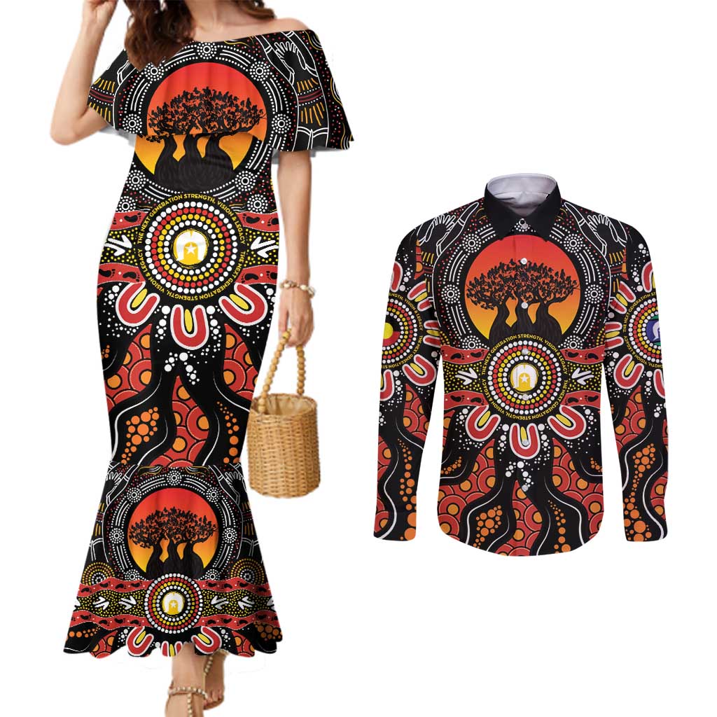 NAIDOC 2025 Boab Tree Couples Matching Mermaid Dress and Long Sleeve Button Shirt Celebrate Aboriginal Culture The Next Generation