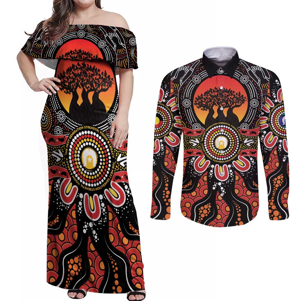 NAIDOC 2025 Boab Tree Couples Matching Off Shoulder Maxi Dress and Long Sleeve Button Shirt Celebrate Aboriginal Culture The Next Generation