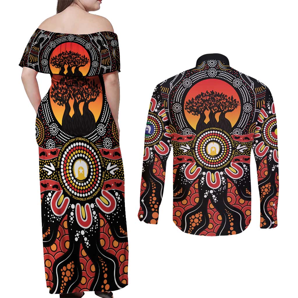 NAIDOC 2025 Boab Tree Couples Matching Off Shoulder Maxi Dress and Long Sleeve Button Shirt Celebrate Aboriginal Culture The Next Generation