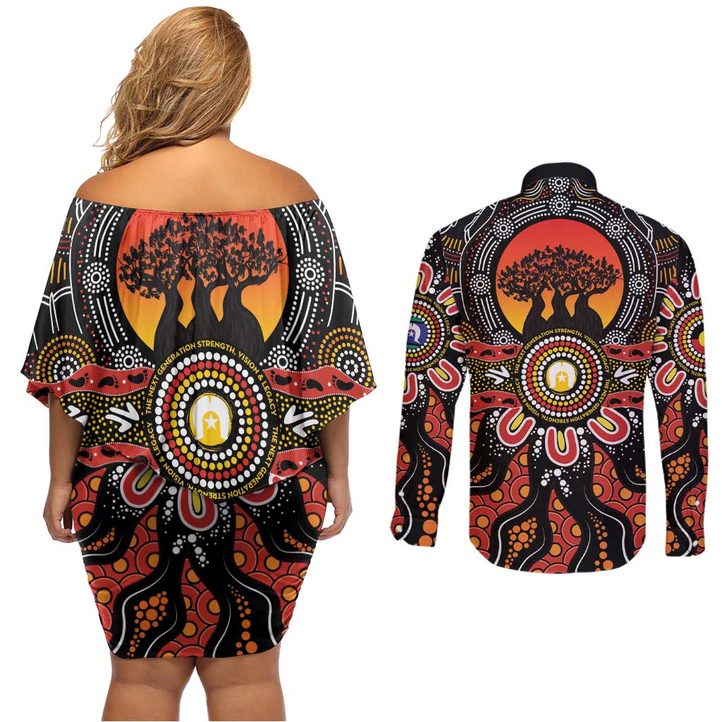NAIDOC 2025 Boab Tree Couples Matching Off Shoulder Short Dress and Long Sleeve Button Shirt Celebrate Aboriginal Culture The Next Generation