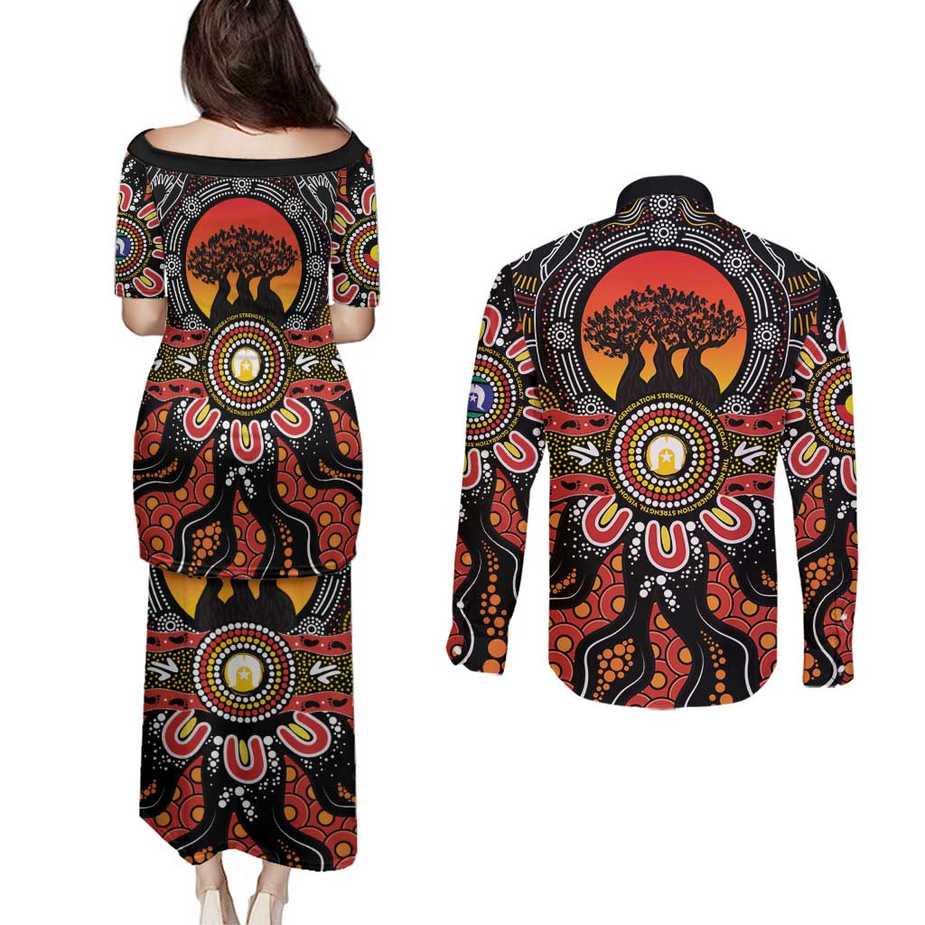 NAIDOC 2025 Boab Tree Couples Matching Puletasi and Long Sleeve Button Shirt Celebrate Aboriginal Culture The Next Generation