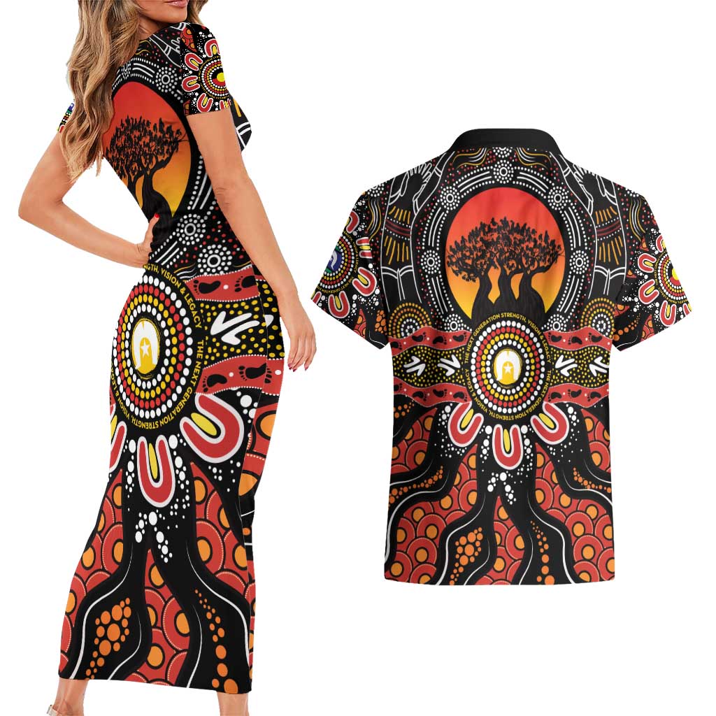 NAIDOC 2025 Boab Tree Couples Matching Short Sleeve Bodycon Dress and Hawaiian Shirt Celebrate Aboriginal Culture The Next Generation