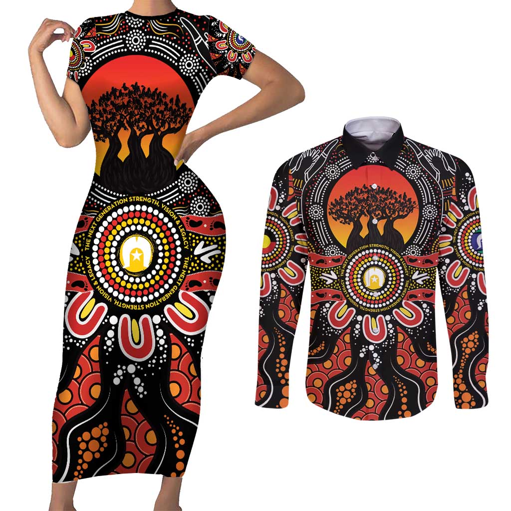 NAIDOC 2025 Boab Tree Couples Matching Short Sleeve Bodycon Dress and Long Sleeve Button Shirt Celebrate Aboriginal Culture The Next Generation