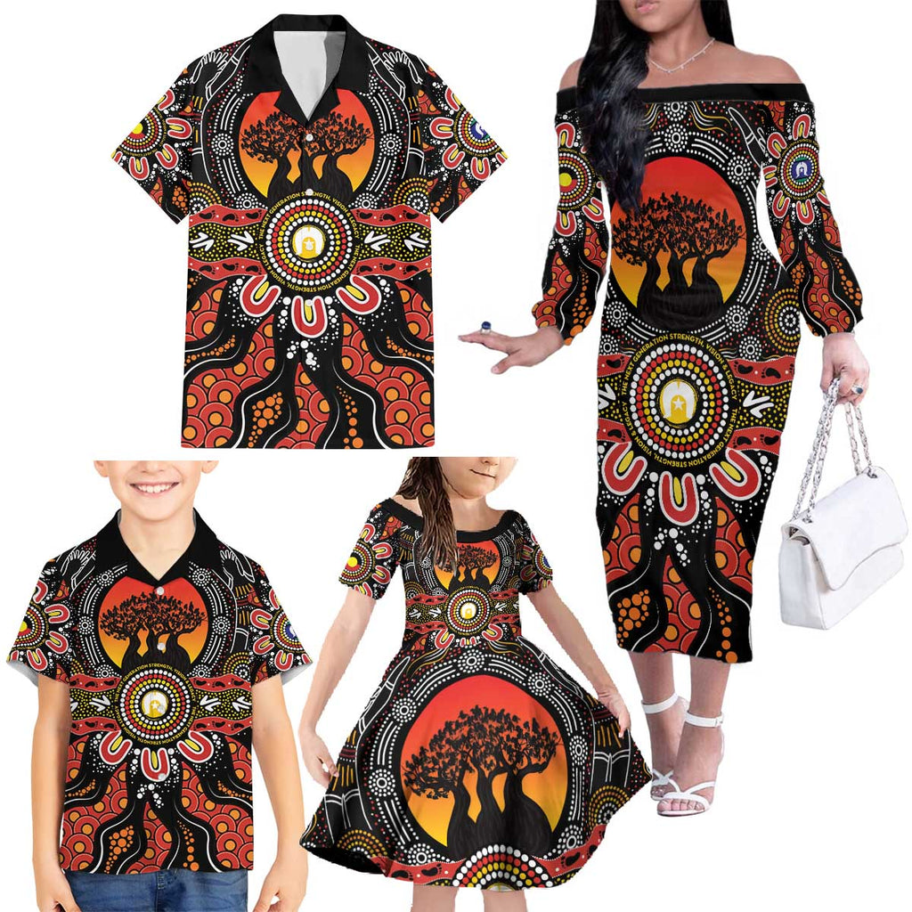 NAIDOC 2025 Boab Tree Family Matching Off The Shoulder Long Sleeve Dress and Hawaiian Shirt Celebrate Aboriginal Culture The Next Generation