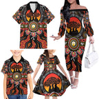 NAIDOC 2025 Boab Tree Family Matching Off The Shoulder Long Sleeve Dress and Hawaiian Shirt Celebrate Aboriginal Culture The Next Generation