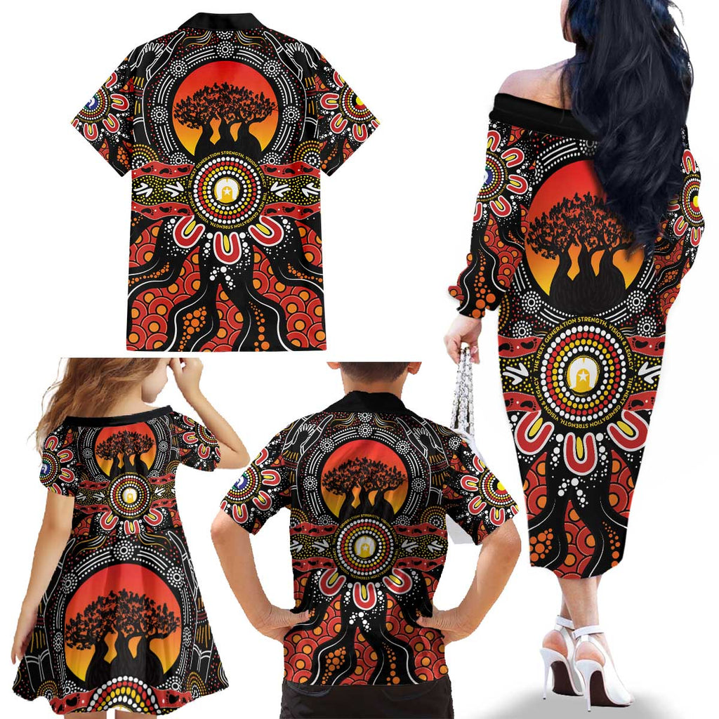 NAIDOC 2025 Boab Tree Family Matching Off The Shoulder Long Sleeve Dress and Hawaiian Shirt Celebrate Aboriginal Culture The Next Generation