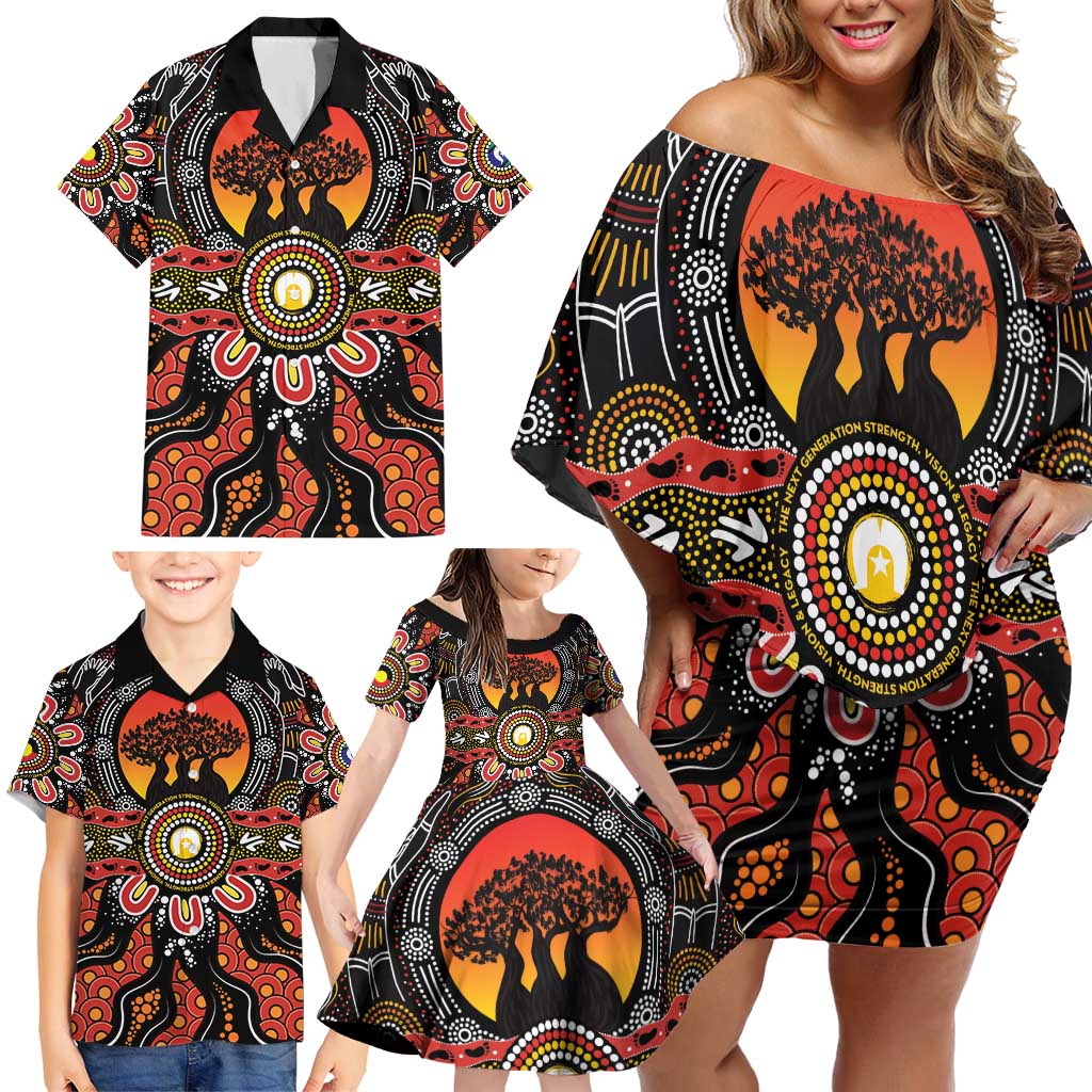 NAIDOC 2025 Boab Tree Family Matching Off Shoulder Short Dress and Hawaiian Shirt Celebrate Aboriginal Culture The Next Generation