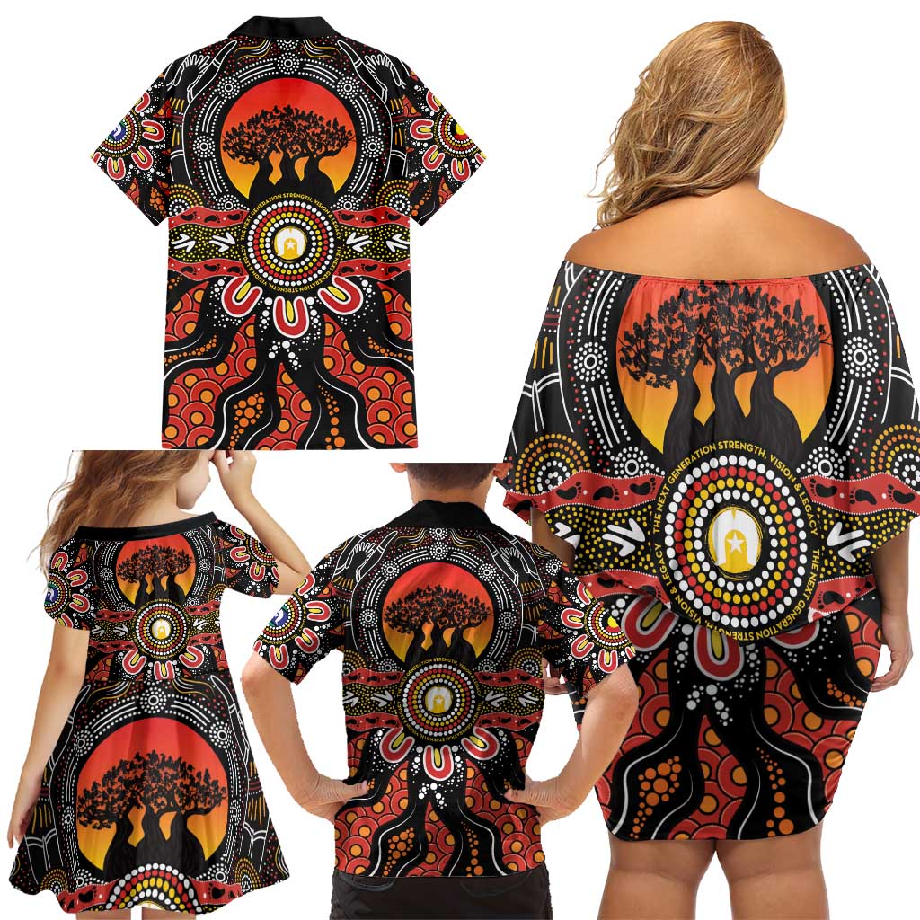 NAIDOC 2025 Boab Tree Family Matching Off Shoulder Short Dress and Hawaiian Shirt Celebrate Aboriginal Culture The Next Generation