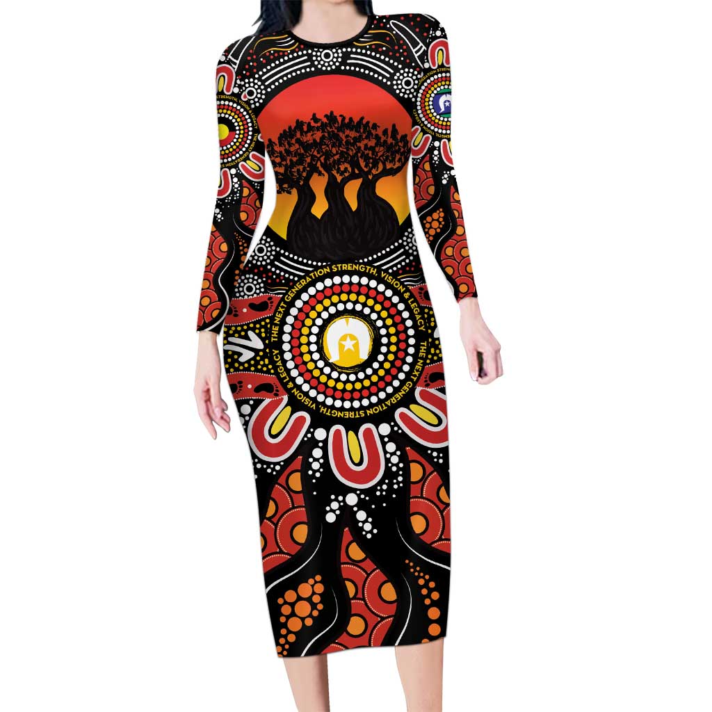 NAIDOC 2025 Boab Tree Long Sleeve Bodycon Dress Celebrate Aboriginal Culture The Next Generation