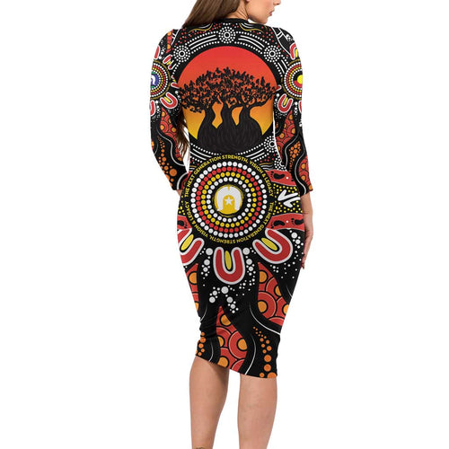 NAIDOC 2025 Boab Tree Long Sleeve Bodycon Dress Celebrate Aboriginal Culture The Next Generation