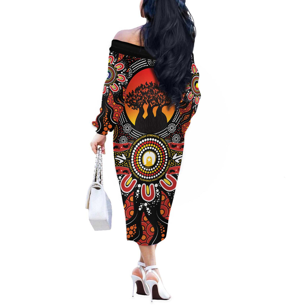 NAIDOC 2025 Boab Tree Off The Shoulder Long Sleeve Dress Celebrate Aboriginal Culture The Next Generation