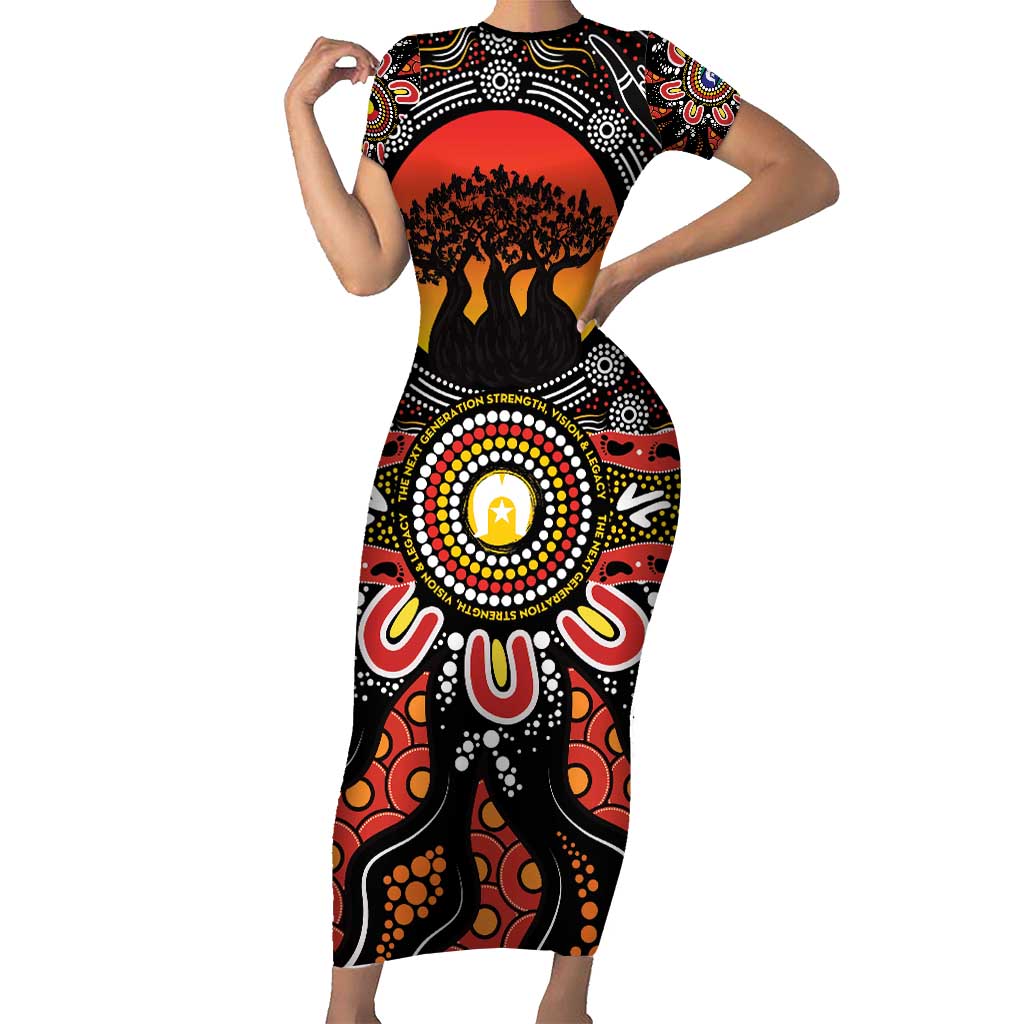 NAIDOC 2025 Boab Tree Short Sleeve Bodycon Dress Celebrate Aboriginal Culture The Next Generation
