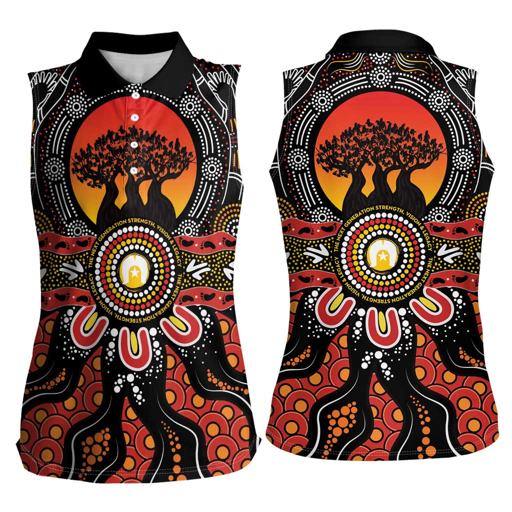 NAIDOC 2025 Boab Tree Women Sleeveless Polo Shirt Celebrate Aboriginal Culture The Next Generation